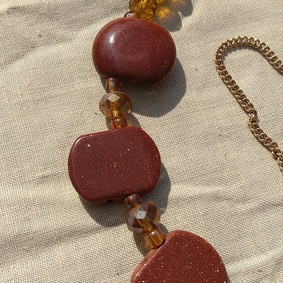 Sparkly! Three Vintage Necklaces, Amber Beads, Silver with Green Stone, … - Picture 7 of 15